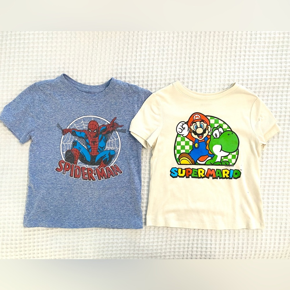 Kids 5T Marvel Spider-Man and Mario Shirts